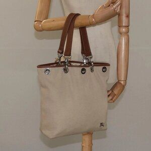 BURBERRY Nova Check Blue Label Tote Bag Canvas Beige Brown Auth